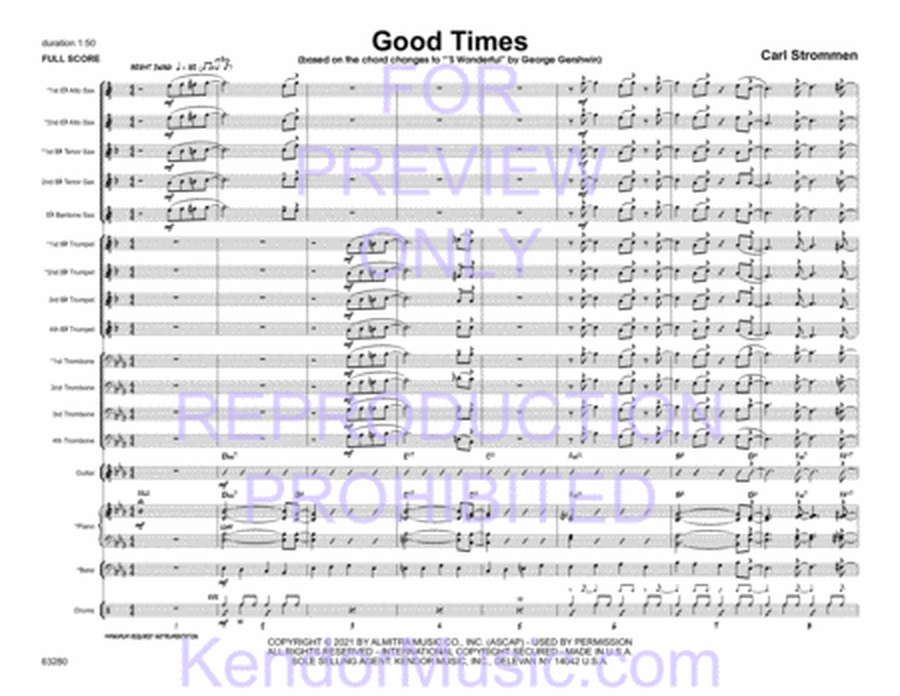 Good Times (based on the chord changes to ' 'S Wonderful' by George Gershwin) (Full Score)