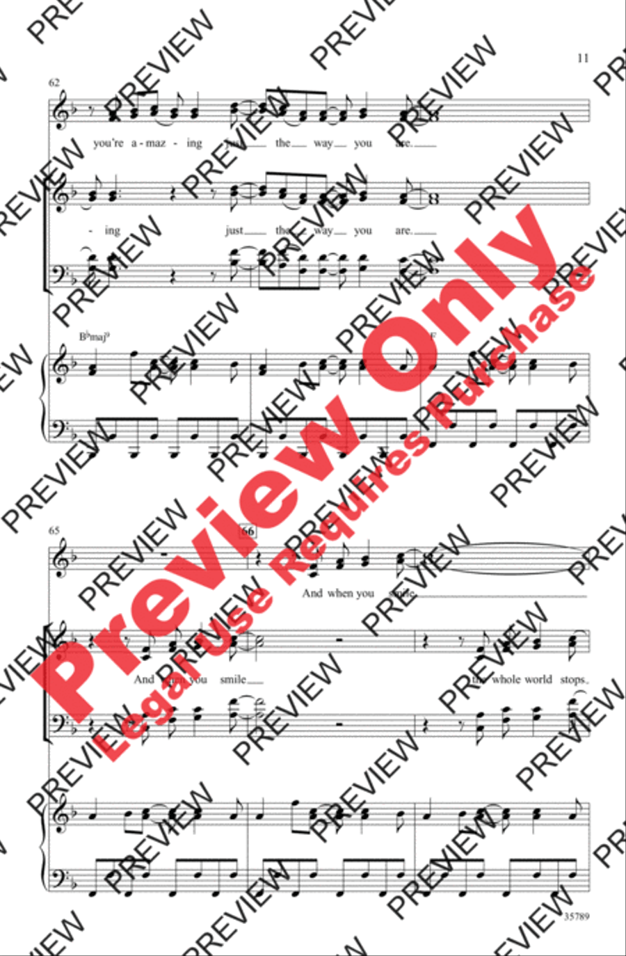 Just the Way You Are (Amazing) 4-Part scores gallery preview page 11