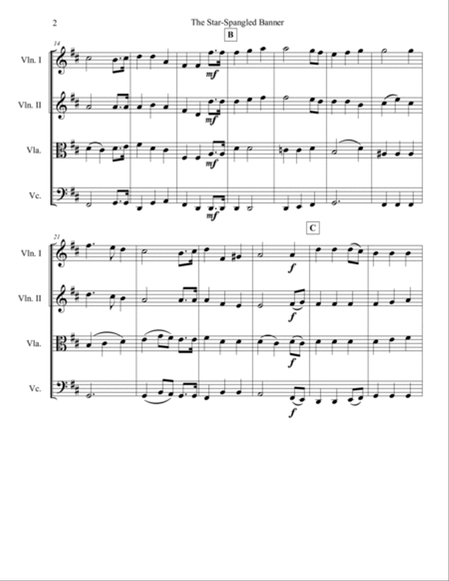 The Star-Spangled Banner (String Quartet) String Quartet scores gallery preview page 3