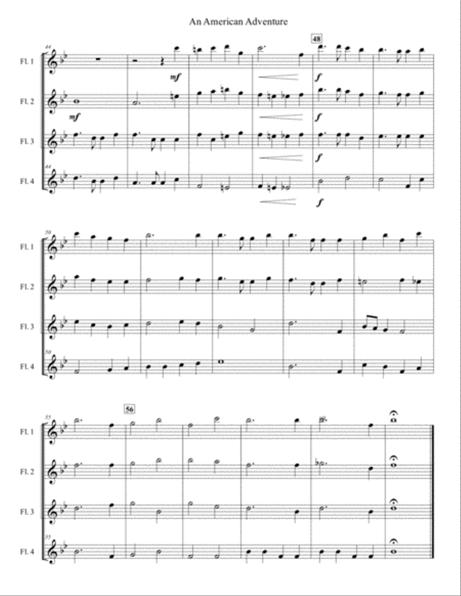 An American Adventure for Flute Quartet Flute Quartet scores gallery preview page 5