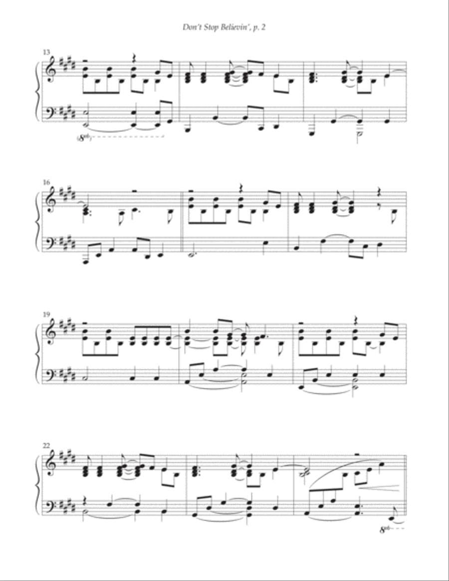 Don't Stop Believin' Piano Solo scores gallery preview page 2