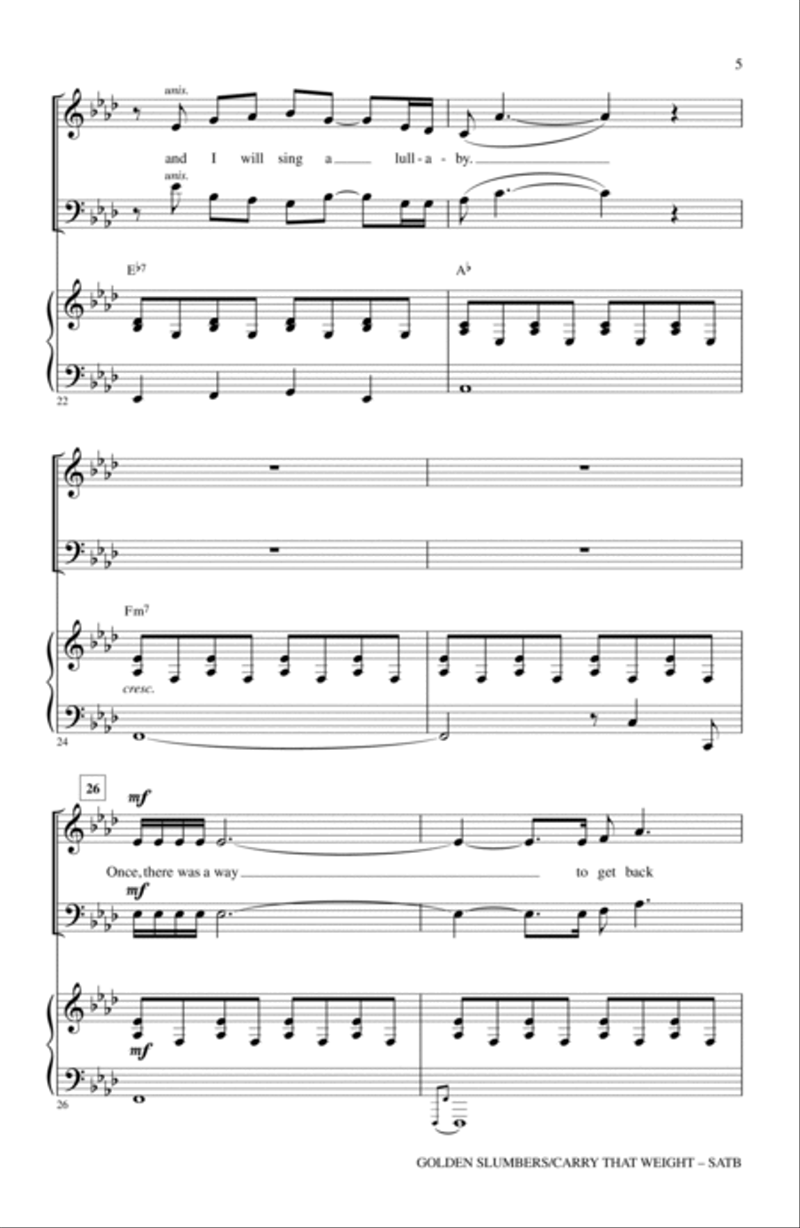 Golden Slumbers/Carry That Weight (from Sing) (arr. Mac Huff)