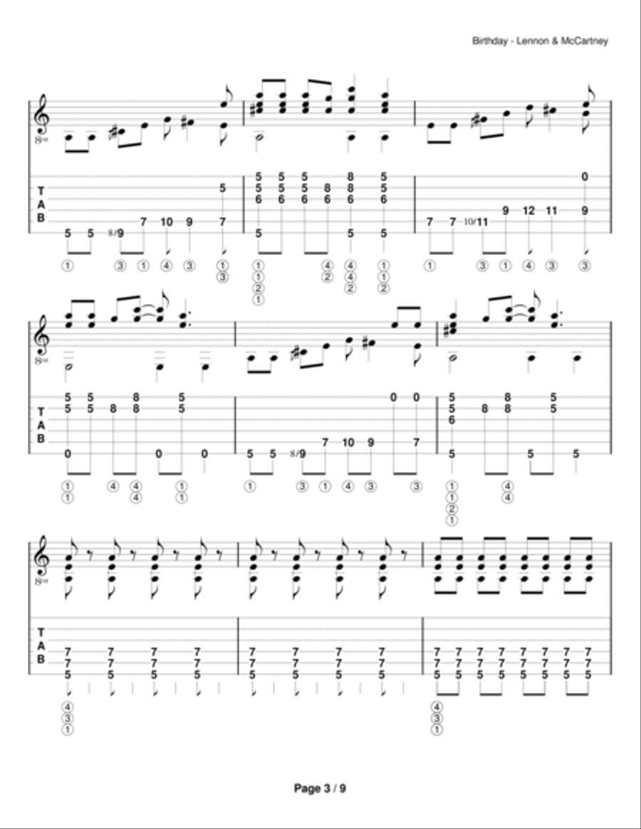 Birthday Guitar Solo scores gallery preview page 3