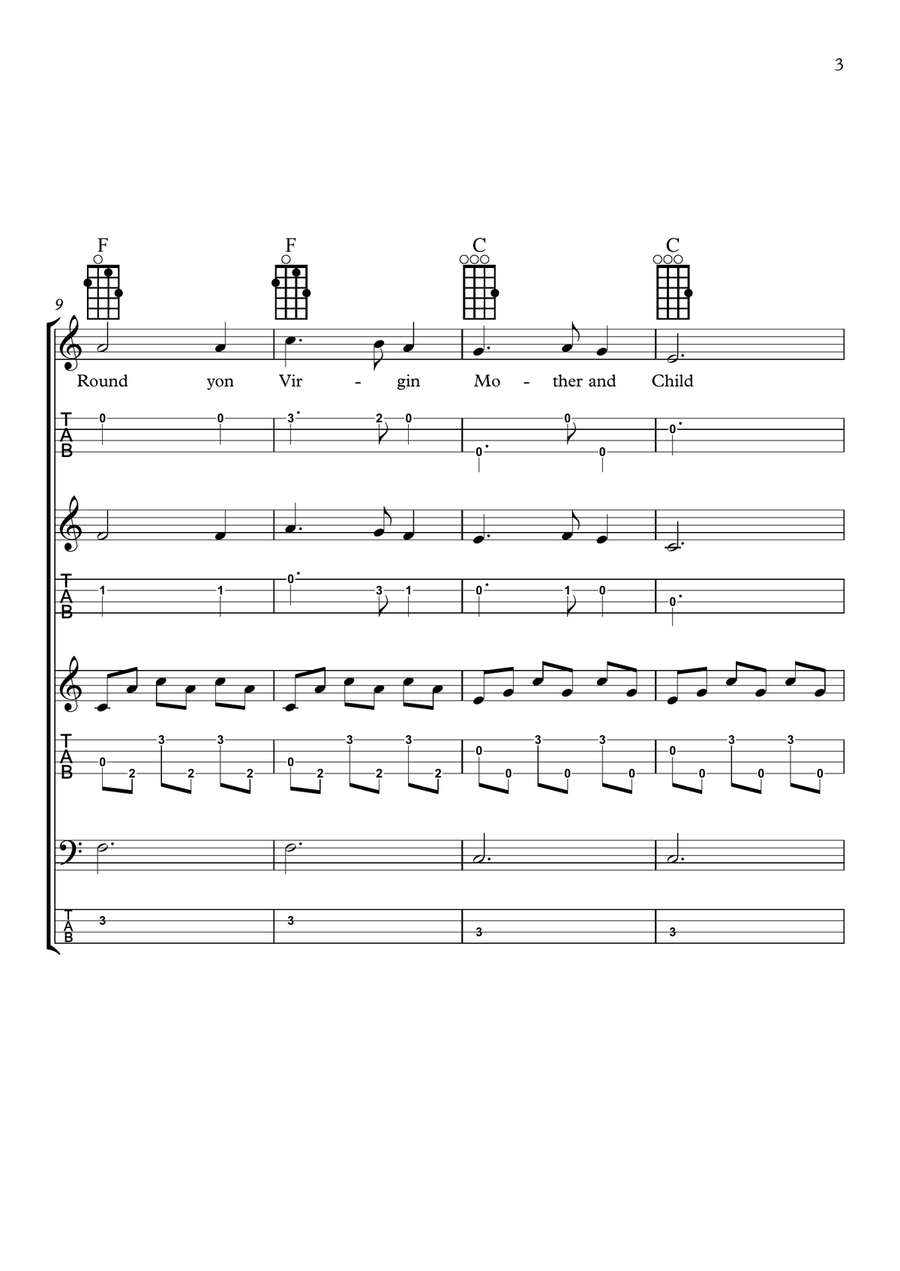 Silent Night for Ukulele Ensemble/Orchestra Ukulele scores gallery preview page 3