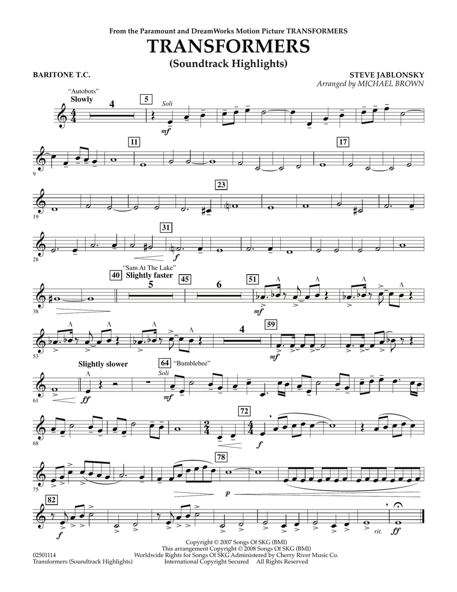 Transformers Soundtrack Highlights - Baritone T.C.