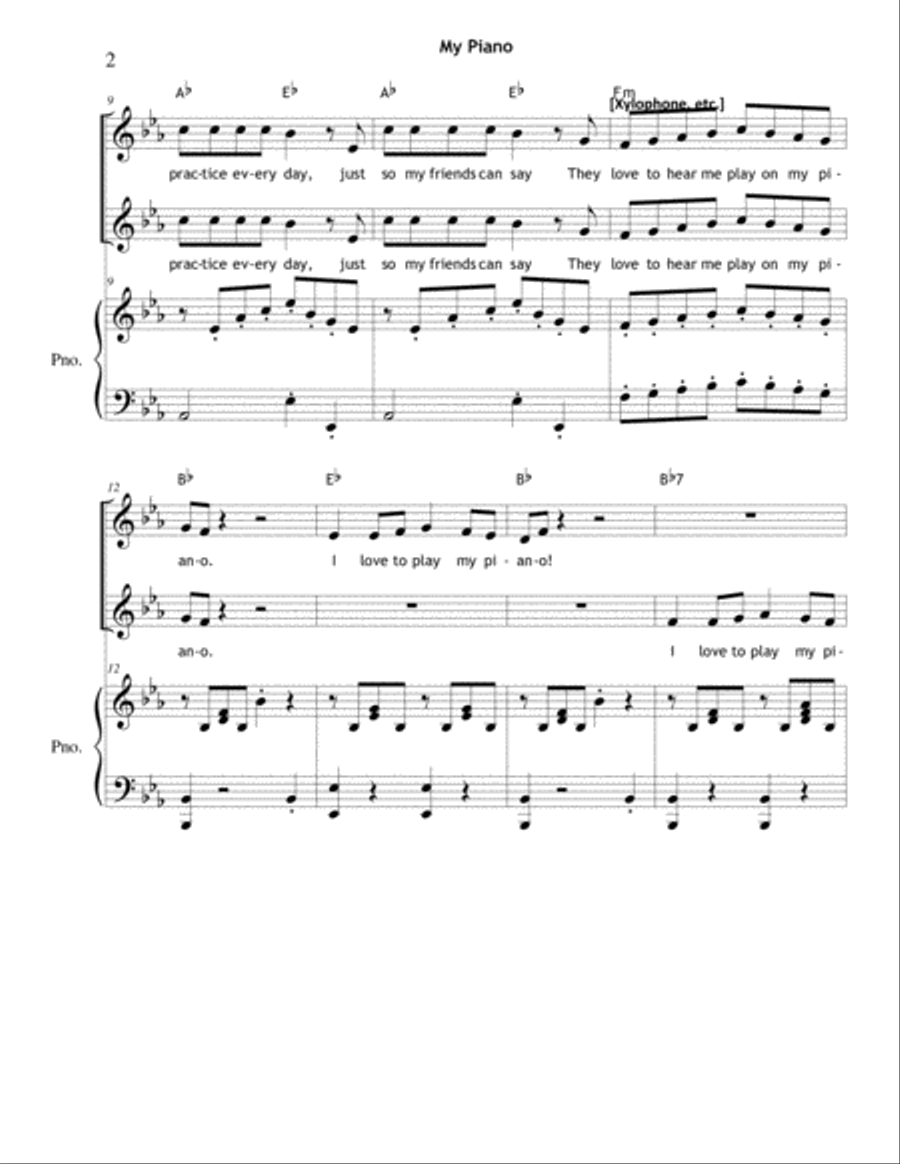 My Piano (2-Part) SA scores gallery preview page 2