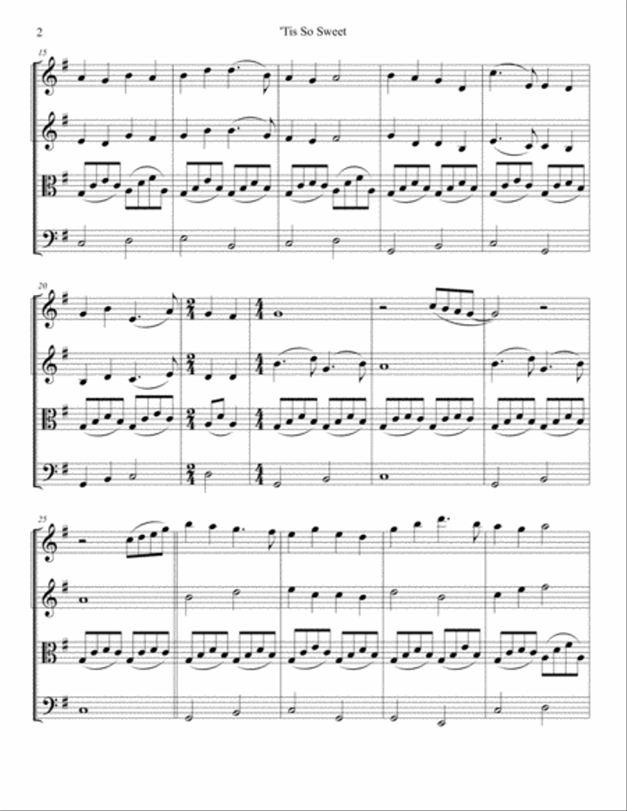 'Tis So Sweet to Trust in Jesus String Quartet scores gallery preview page 3