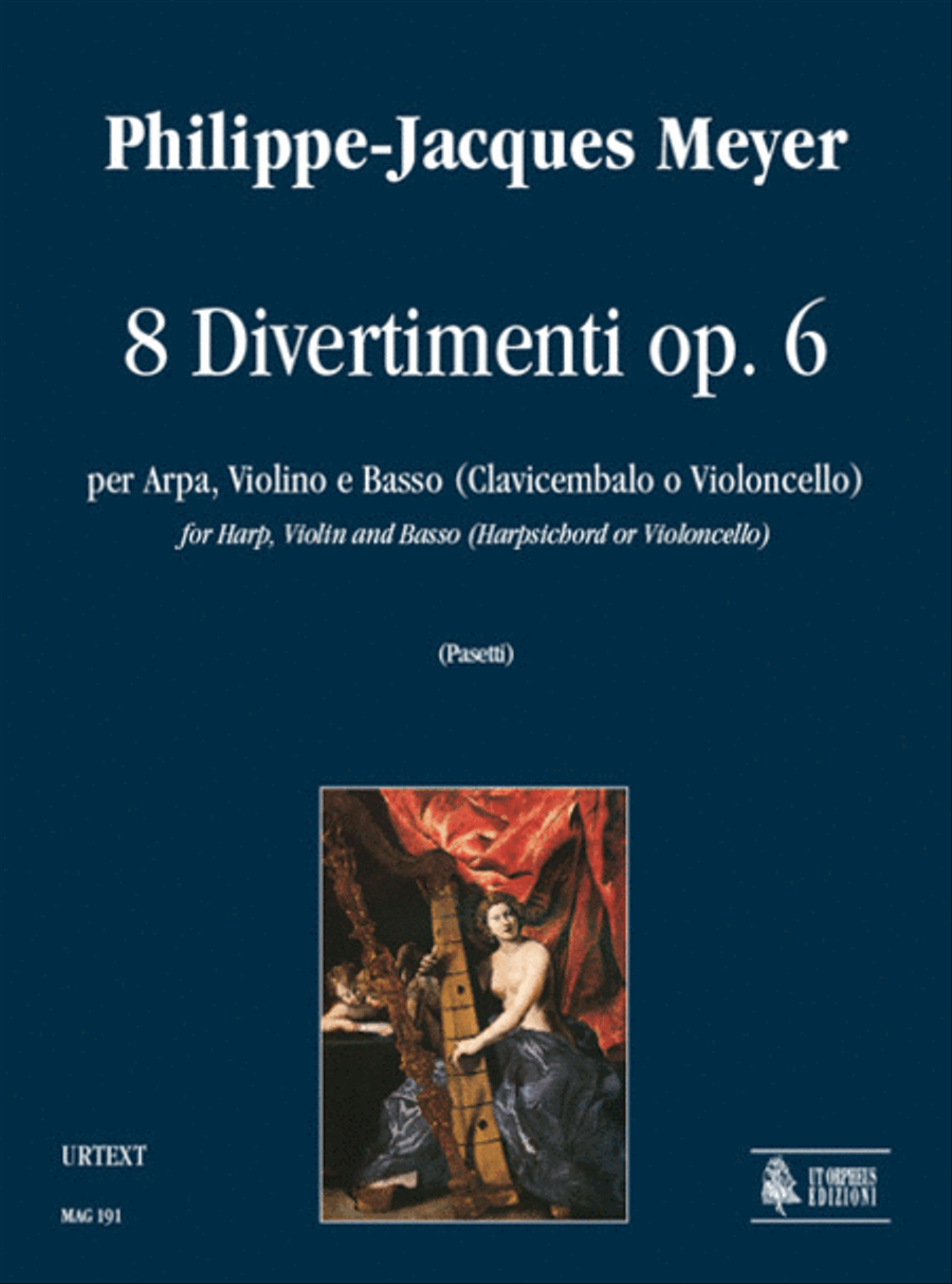 8 Divertimenti Op. 6 for Harp, Violin and Basso (Harpsichord or Violoncello) String Orchestra scores gallery preview page 1