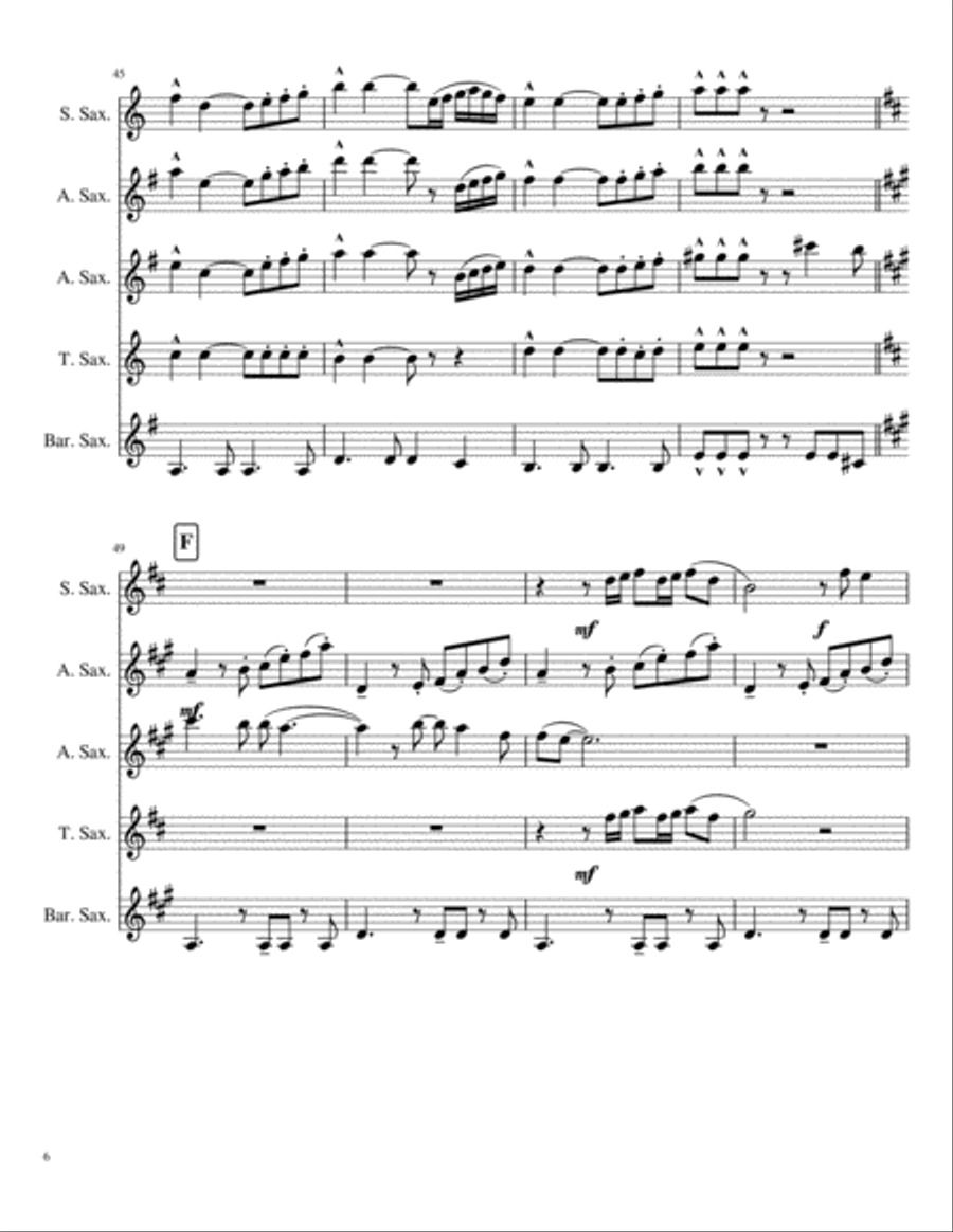 My Girl Saxophone Quintet scores gallery preview page 6