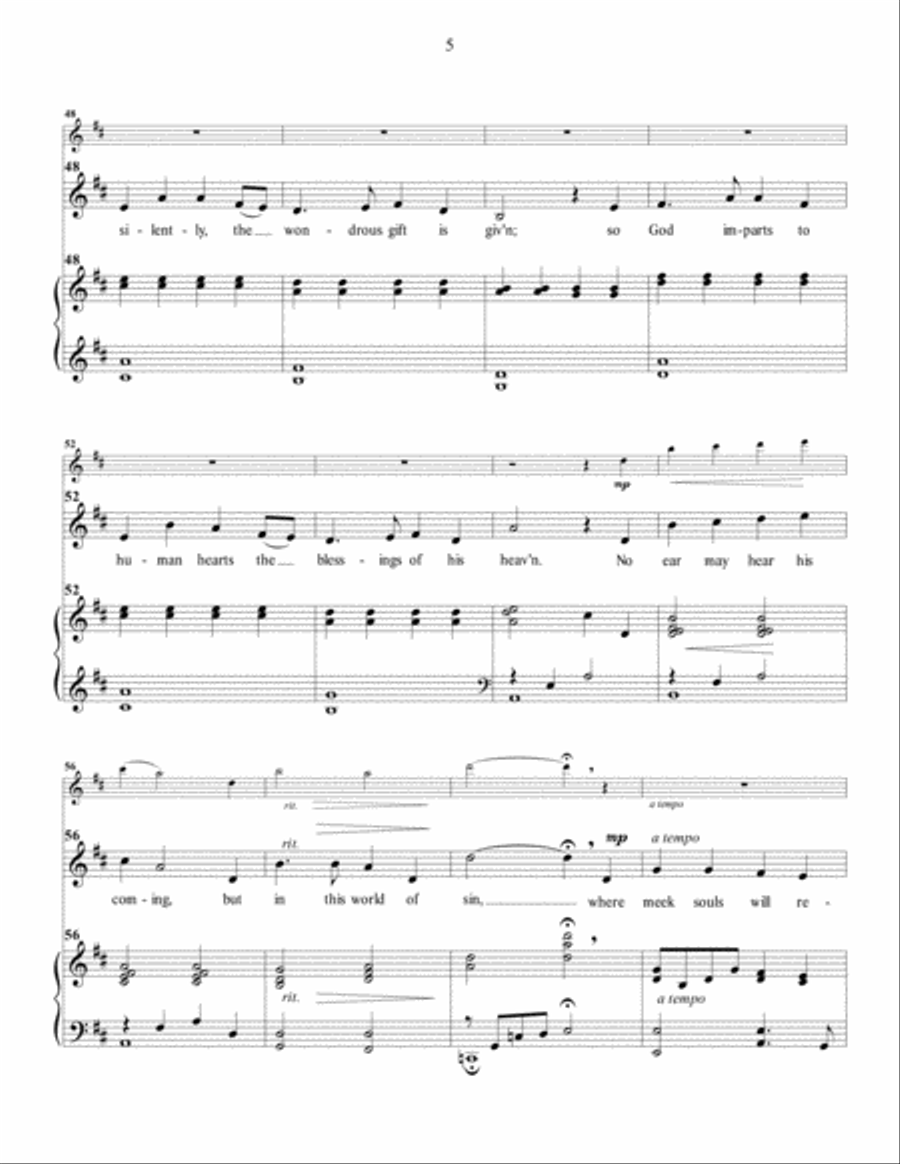 O Little Town of Bethlehem (For Solo Voice and Piano, with optional flute) Flute scores gallery preview page 5