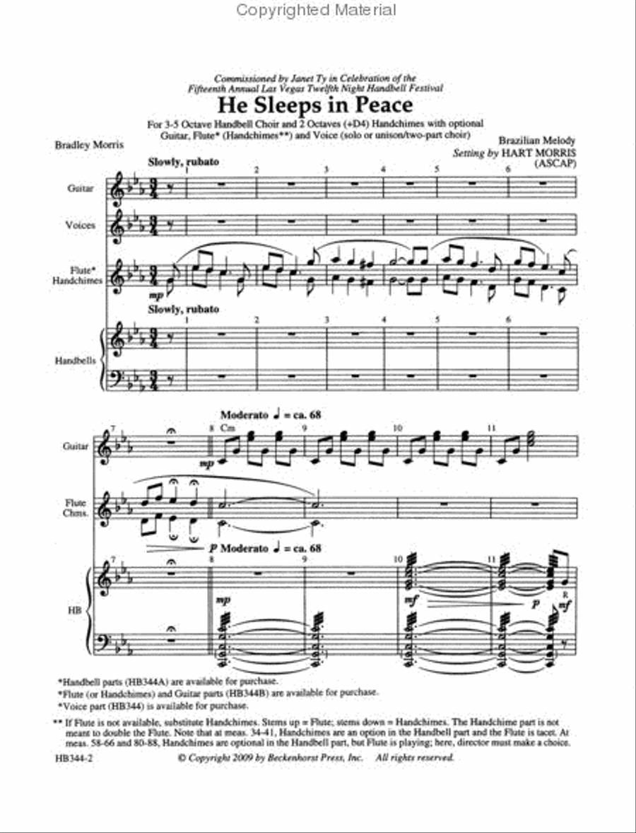 He Sleeps in Peace - full score Handbell Choir scores gallery preview page 2