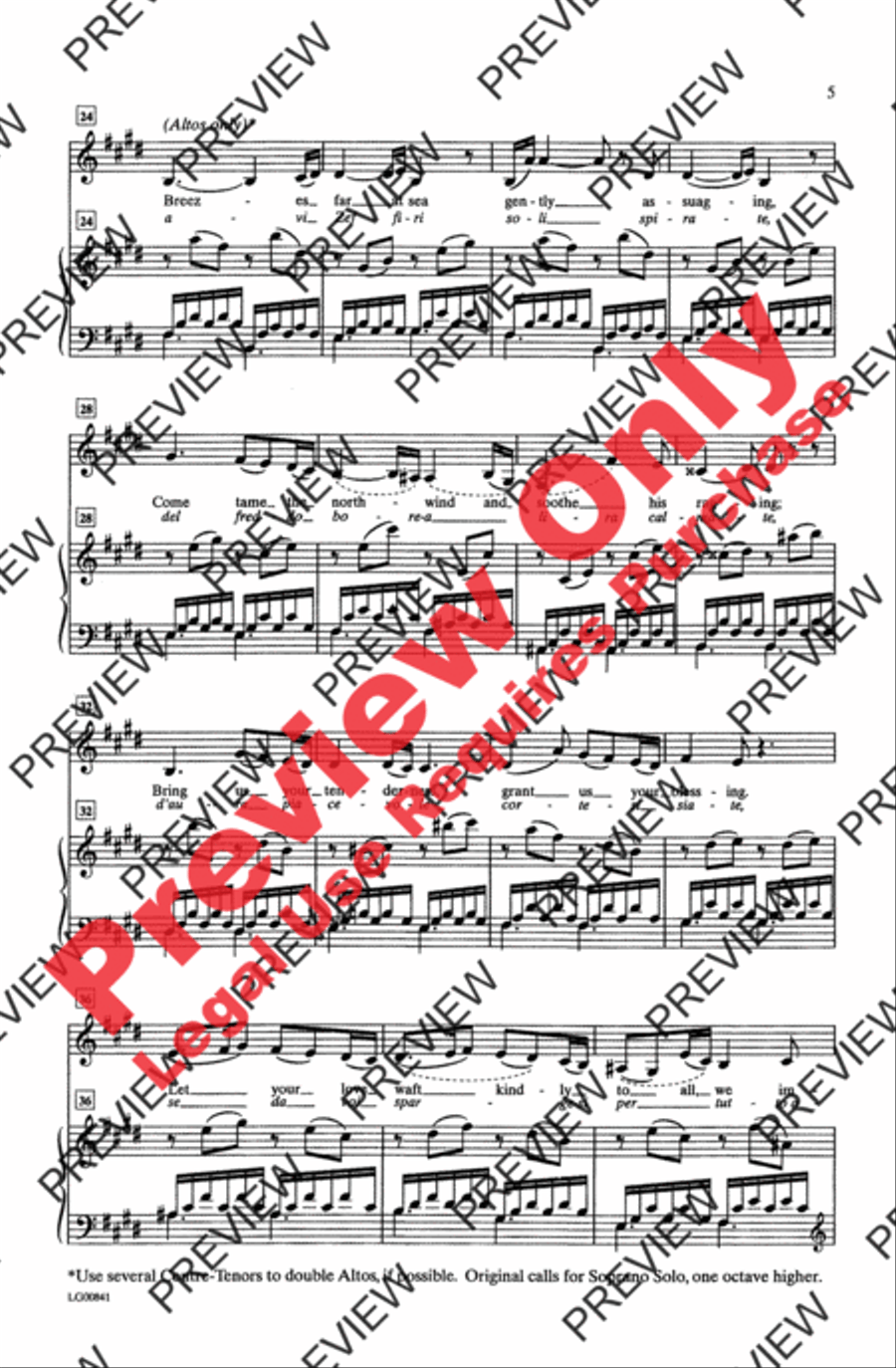 Placido è il mar Placido è il mar 4-Part scores gallery preview page 5