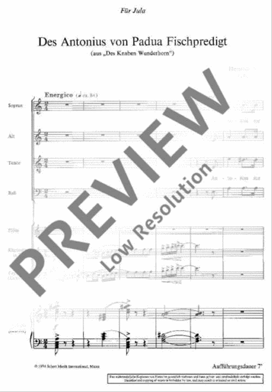 Des Antonius von Padua Fischpredigt 4-Part scores gallery preview page 4