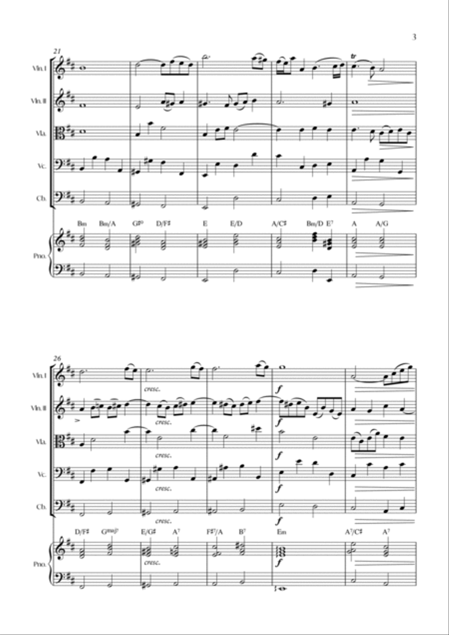 Air On The G String (from Suite No.3 in D Major) (Bach) - String quintet with Piano Cello scores gallery preview page 3