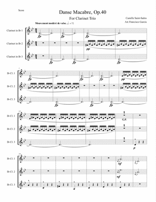 Danse Macabre - Camille Saint-Saëns / Arr. for clarinet trio