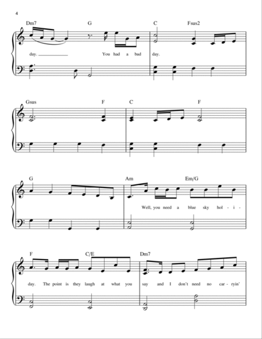Bad Day Easy Piano scores gallery preview page 4