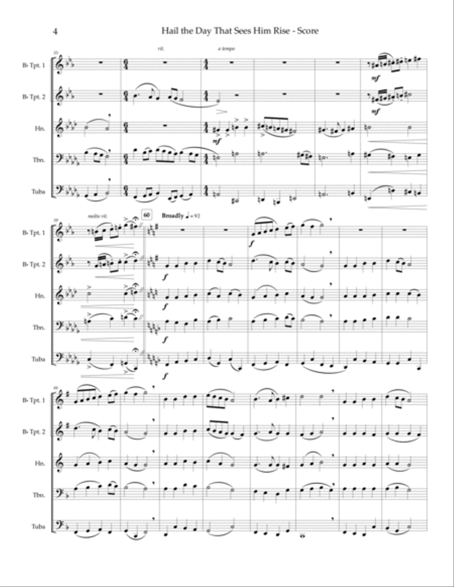 Hail the Day That Sees Him Rise - brass quintet Brass Quintet scores gallery preview page 6