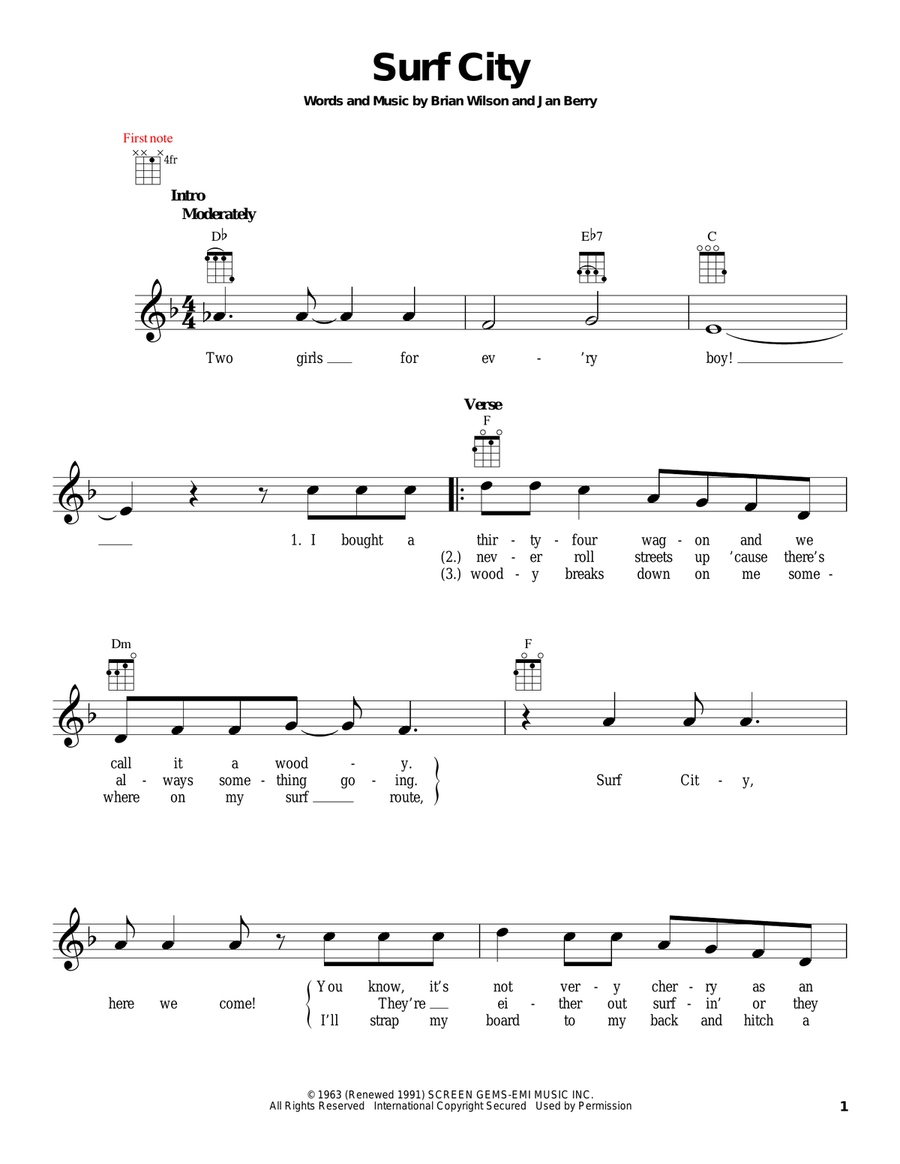 Surf City Surf City Ukulele scores gallery preview page 1
