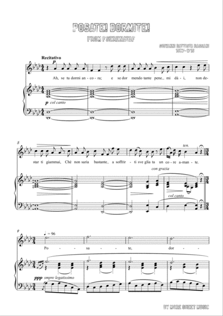Bassani-Posate! Dormite! in A flat Major,for voice and piano