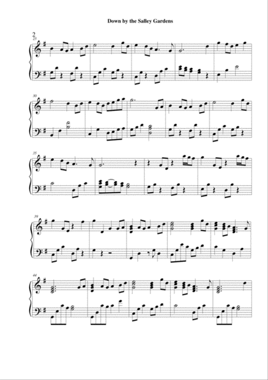 Down by the Salley Gardens - lever harp solo Celtic Harp scores gallery preview page 2