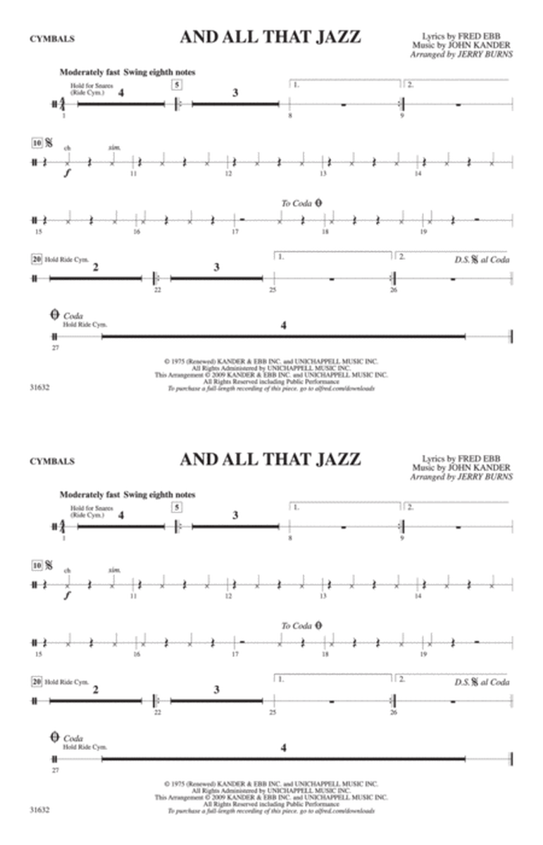 And All That Jazz (from Chicago): Cymbals