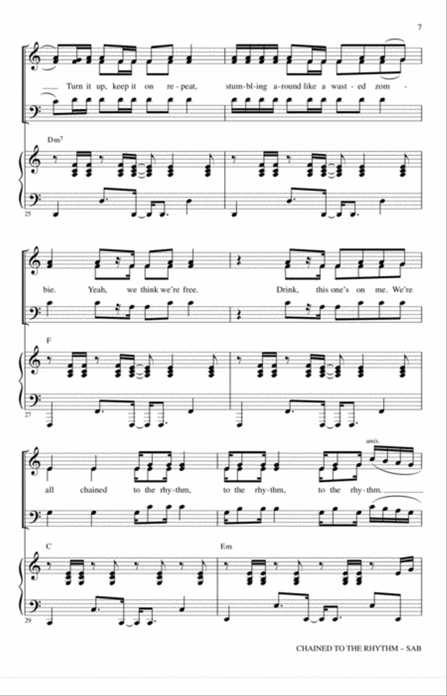 Chained To The Rhythm 3-Part scores gallery preview page 6