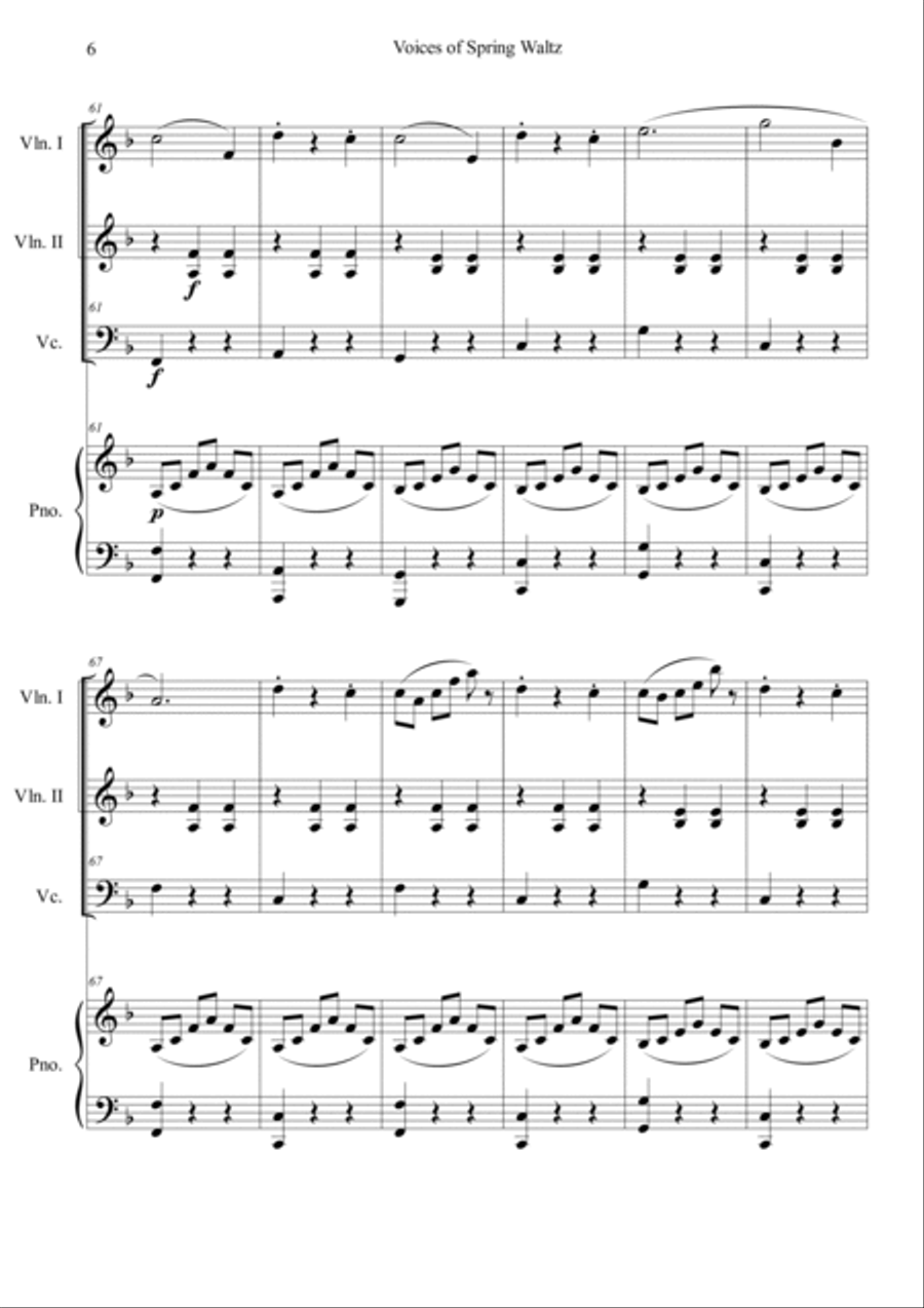 Voice of Spring Waltz Piano Quartet scores gallery preview page 6