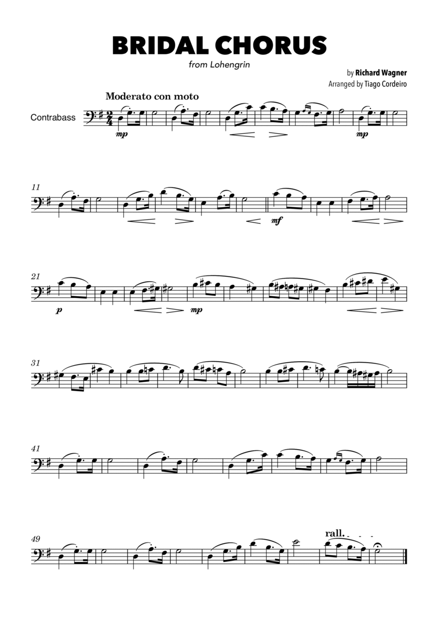 Bridal Chorus Double Bass scores gallery preview page 1