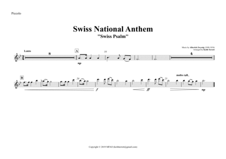 Swiss National Anthem for Symphony Orchestra (Kt Olympic Anthem Series) image number null