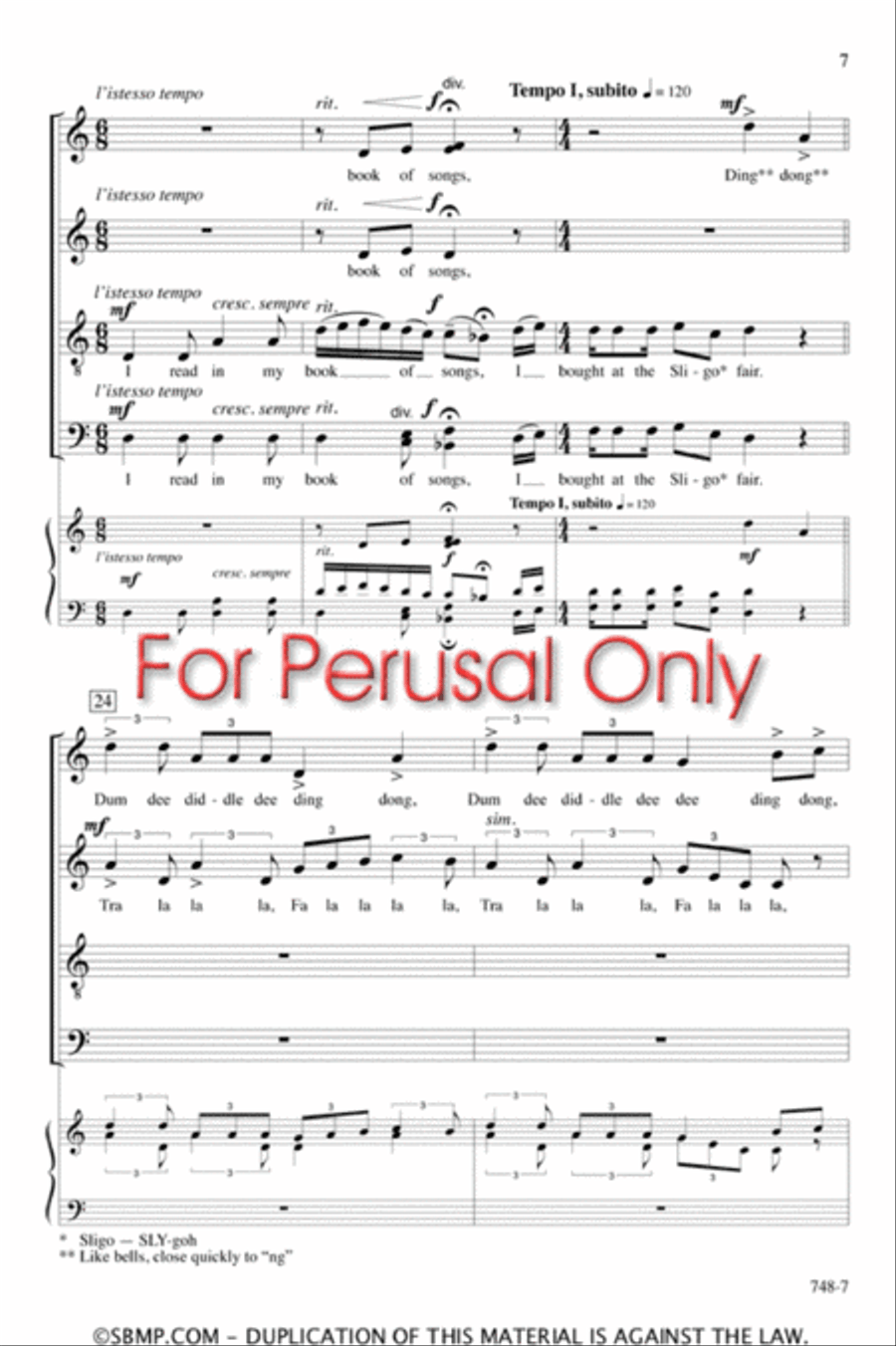 The Fiddler of Dooney - SATB Octavo 4-Part scores gallery preview page 6