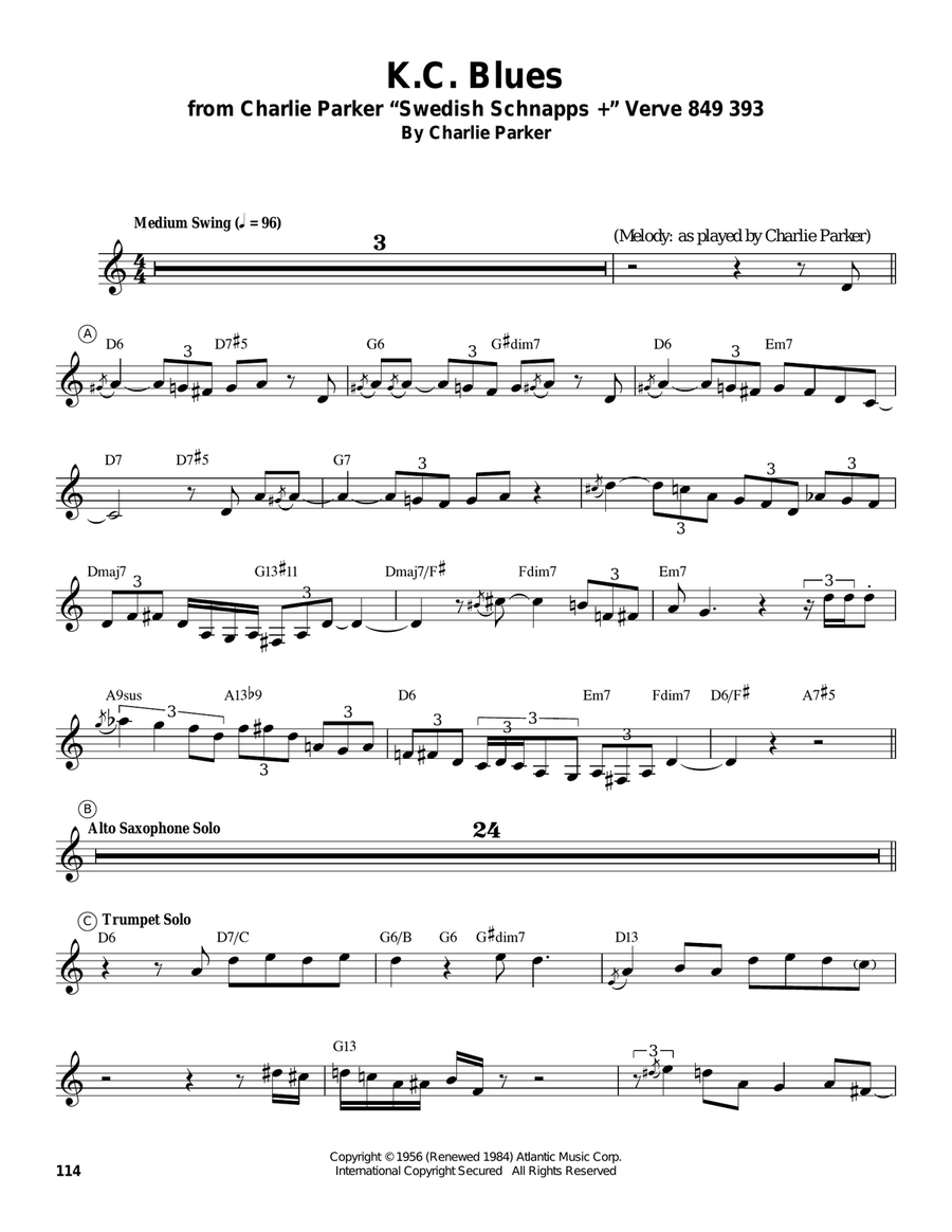 K.C. Blues Trumpet scores gallery preview page 1