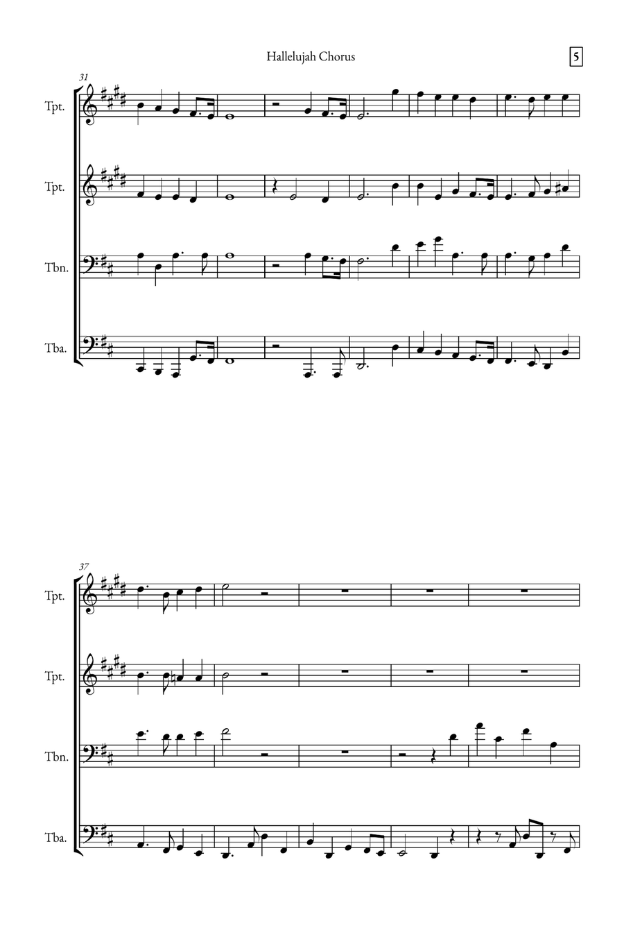 Hallelujah Chorus Brass Quartet scores gallery preview page 5