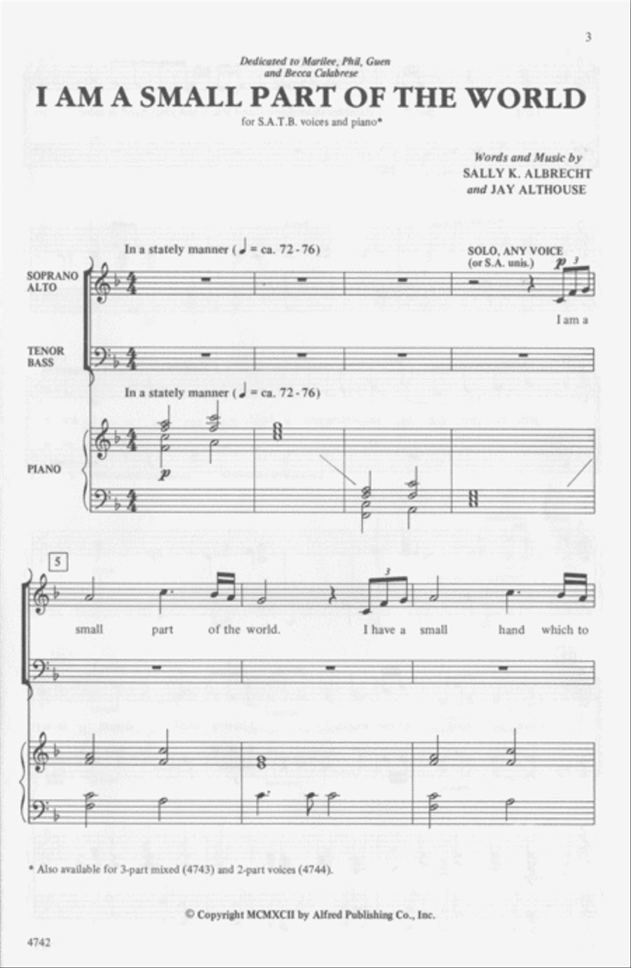 I Am a Small Part of the World 4-Part scores gallery preview page 2