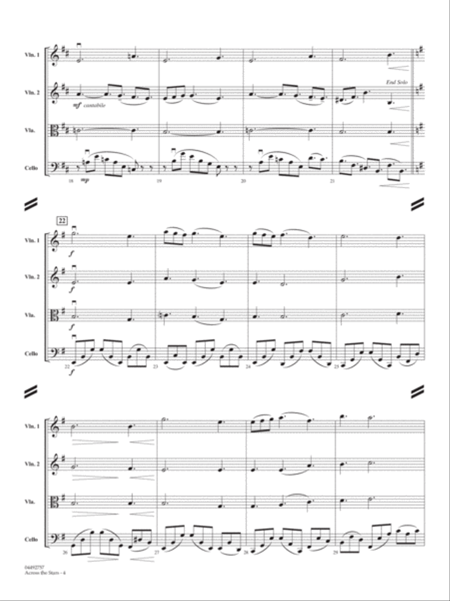 Across The Stars (from Star Wars: Attack of the Clones) (arr. Moore) - Conductor Score (Full Score) String Quartet scores gallery preview page 4