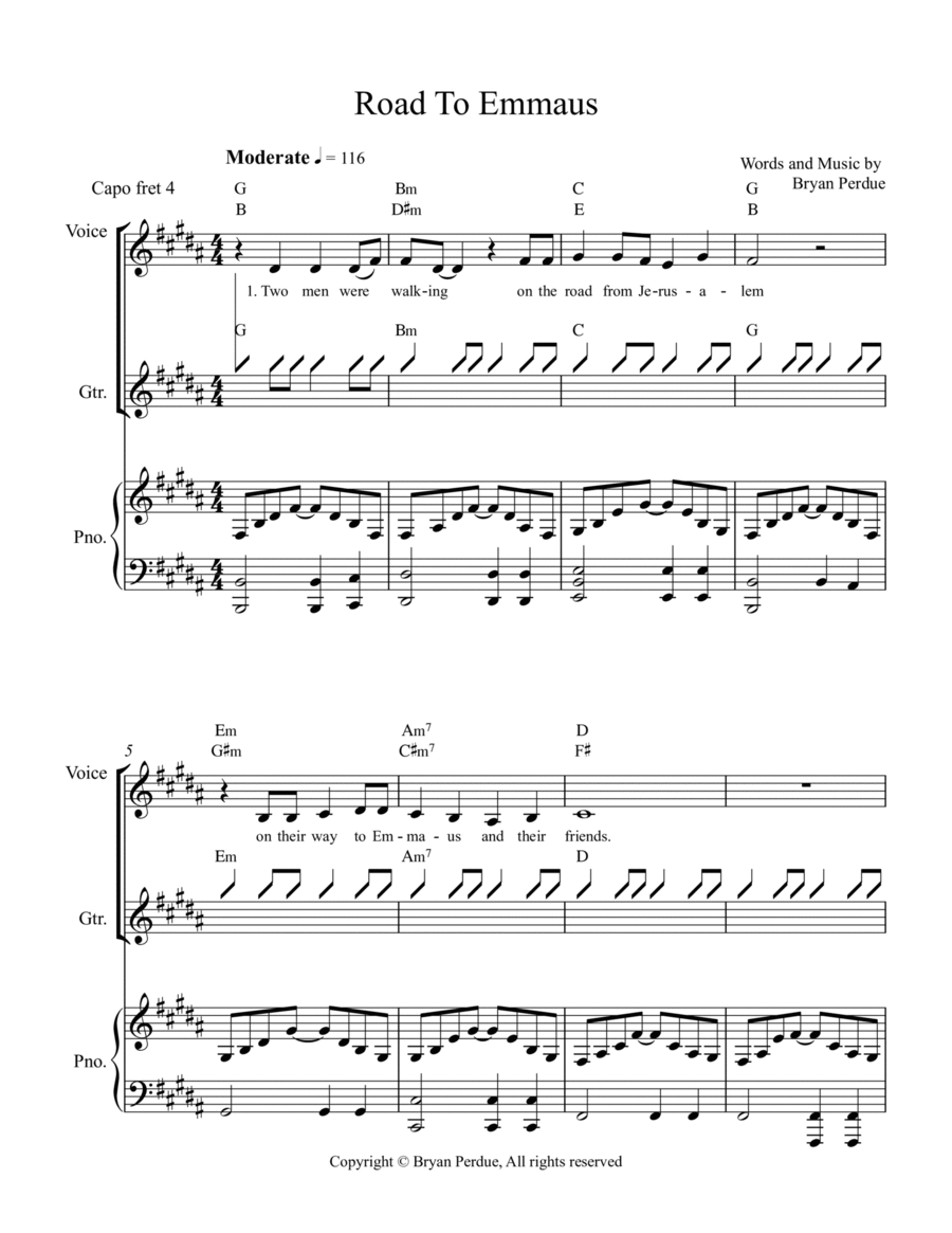 Road to Emmaus Road to Emmaus Piano, Vocal, Guitar scores gallery preview page 1