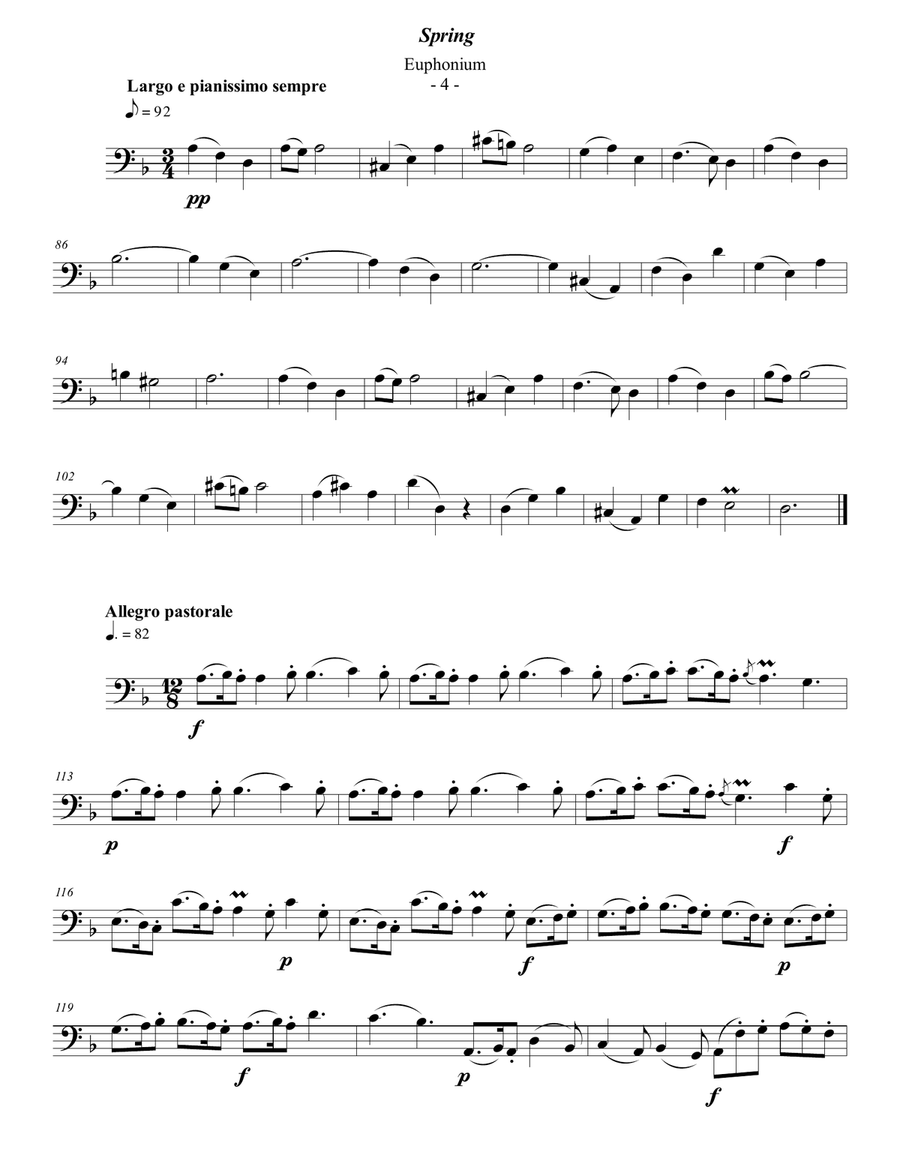 Vivaldi - The Four Seasons: Spring for Solo Euphonium Euphonium scores gallery preview page 4