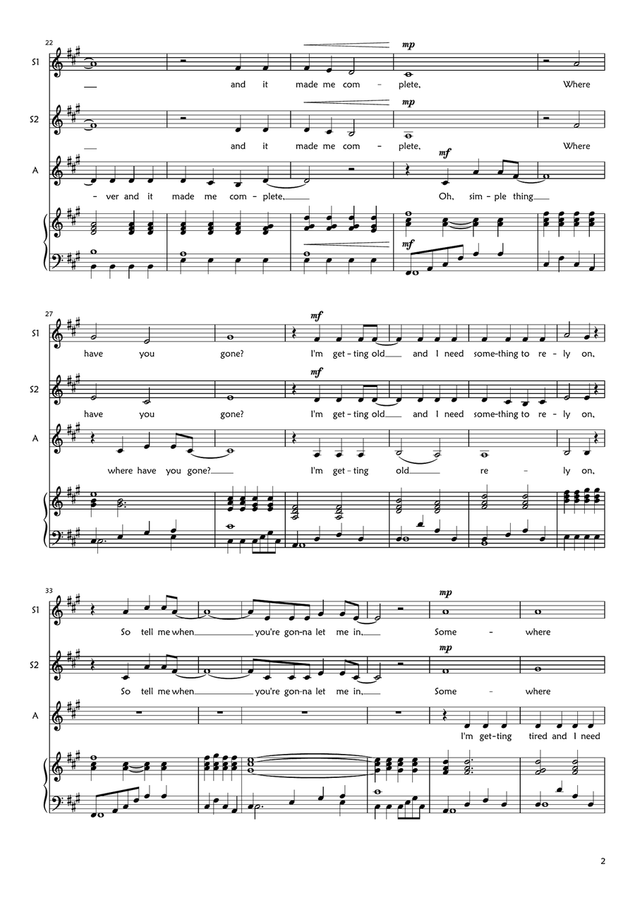 Somewhere Only We Know SSA scores gallery preview page 2