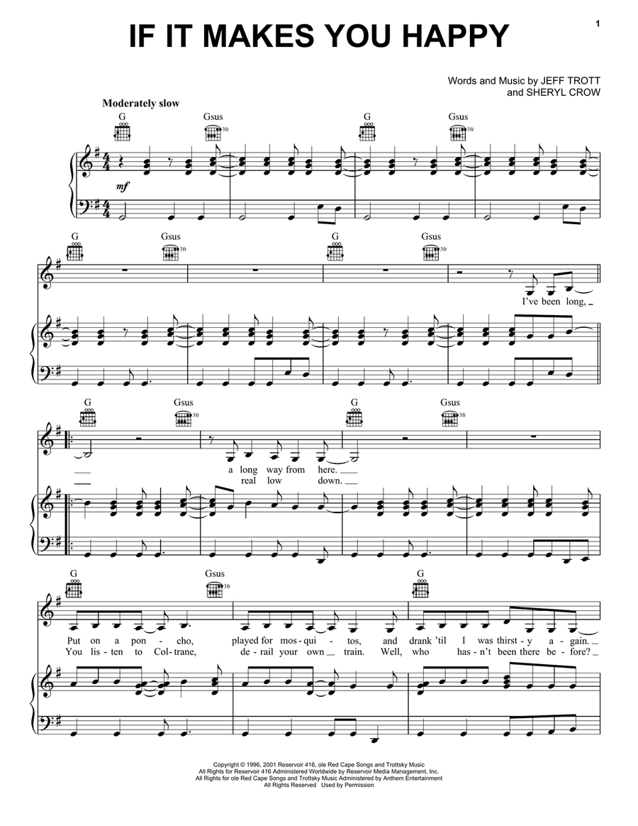 If It Makes You Happy Piano, Vocal, Guitar scores gallery preview page 1