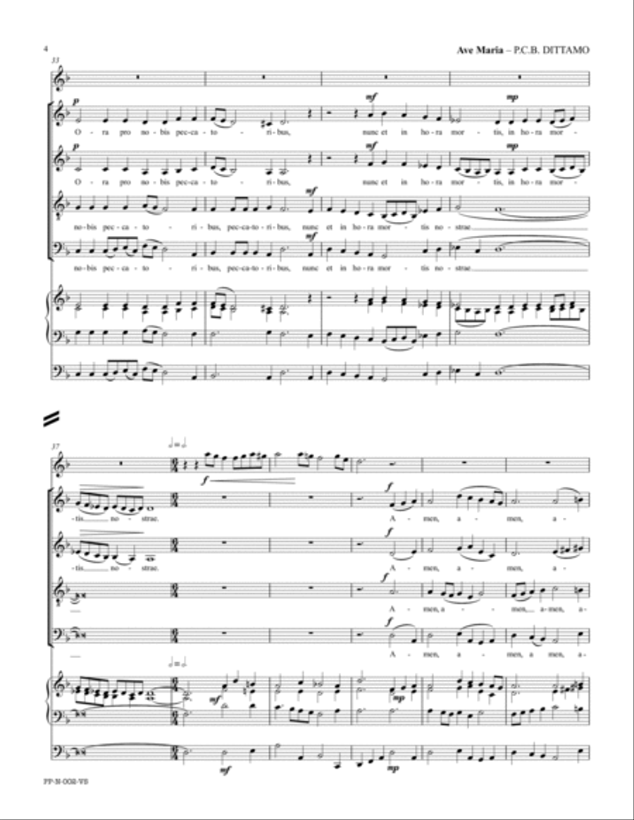 Ave Maria (SATB Choir, Bb/C Treble Instrument, Organ) 4-Part scores gallery preview page 4