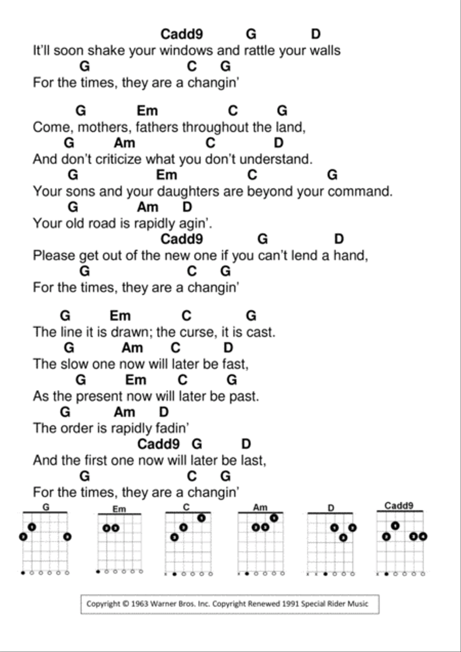 The Times They Are A-changin' Guitar scores gallery preview page 2