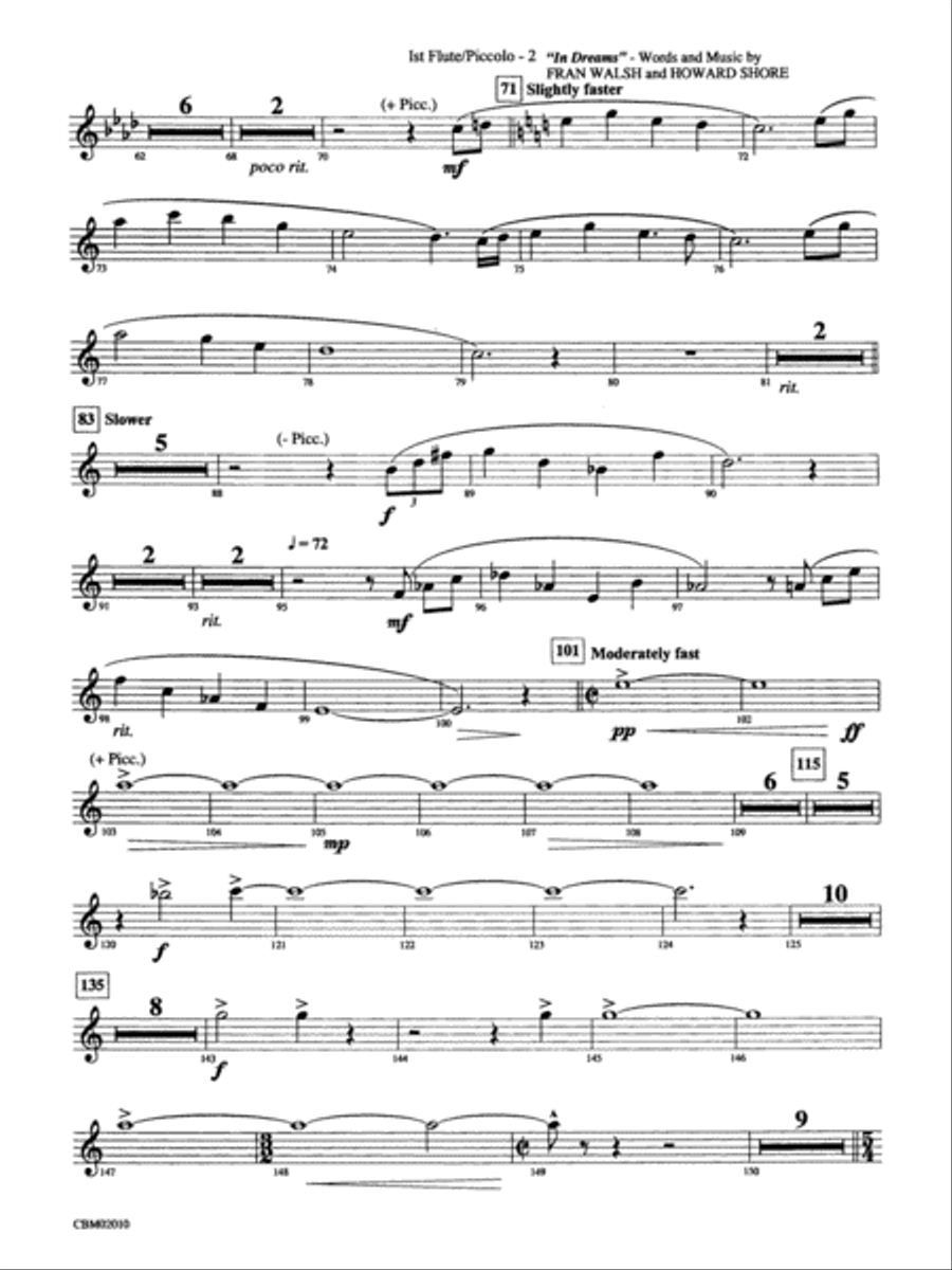 The Lord of the Rings: The Fellowship of the Ring, Concert Medley from: Flute Concert Band scores gallery preview page 2