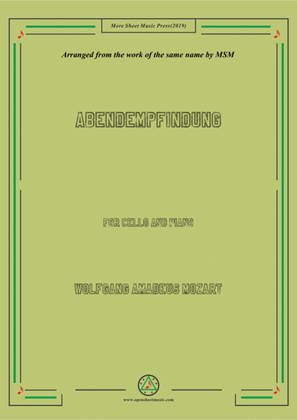 Book cover for Mozart-Abendempfindung,for Cello and Piano