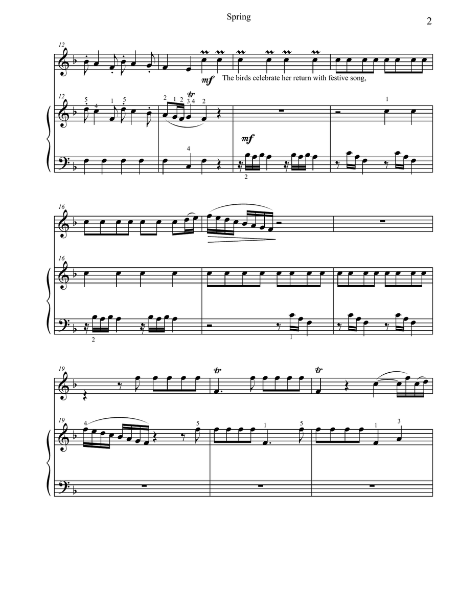 Classical Duets for Violin & Piano: Spring from Vivaldi's Four Seasons Violin Solo scores gallery preview page 2