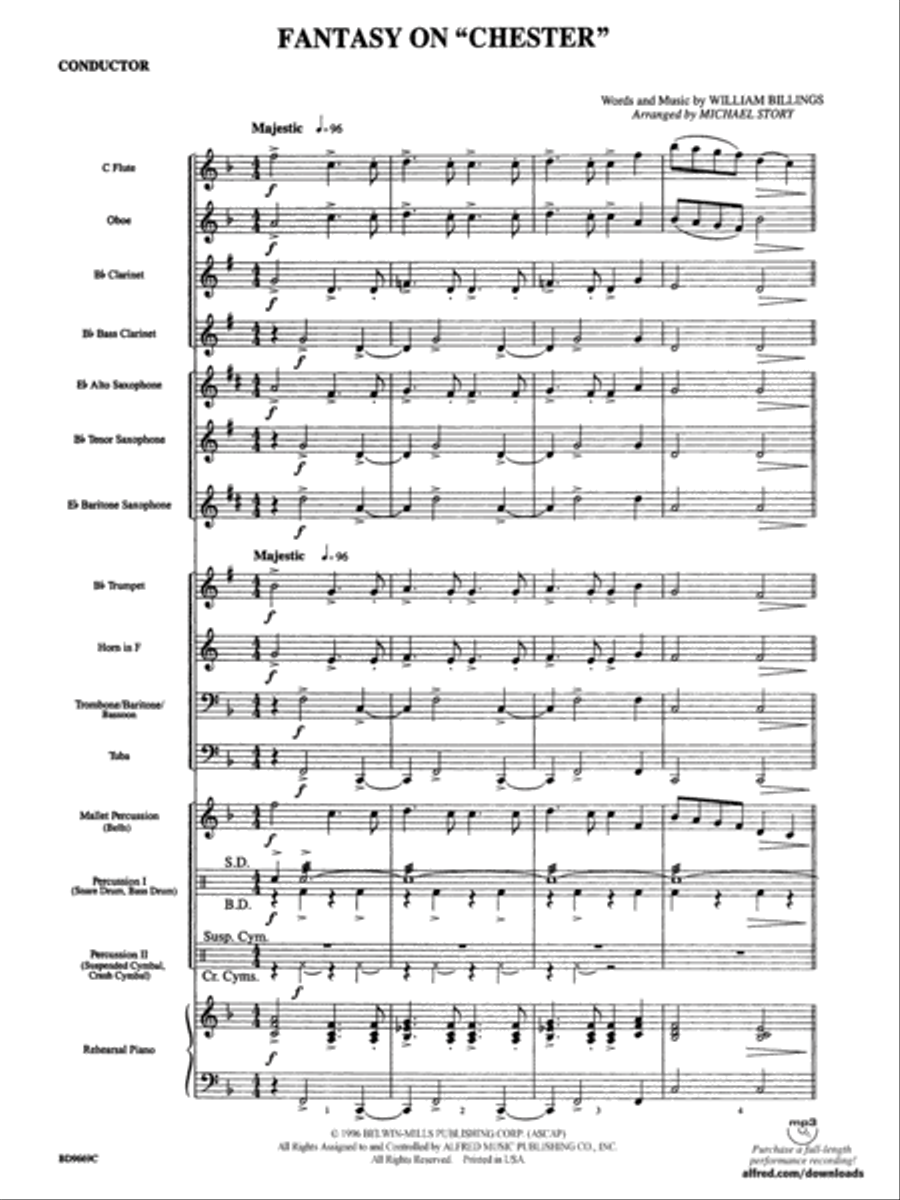 Fantasy on Chester Concert Band scores gallery preview page 3
