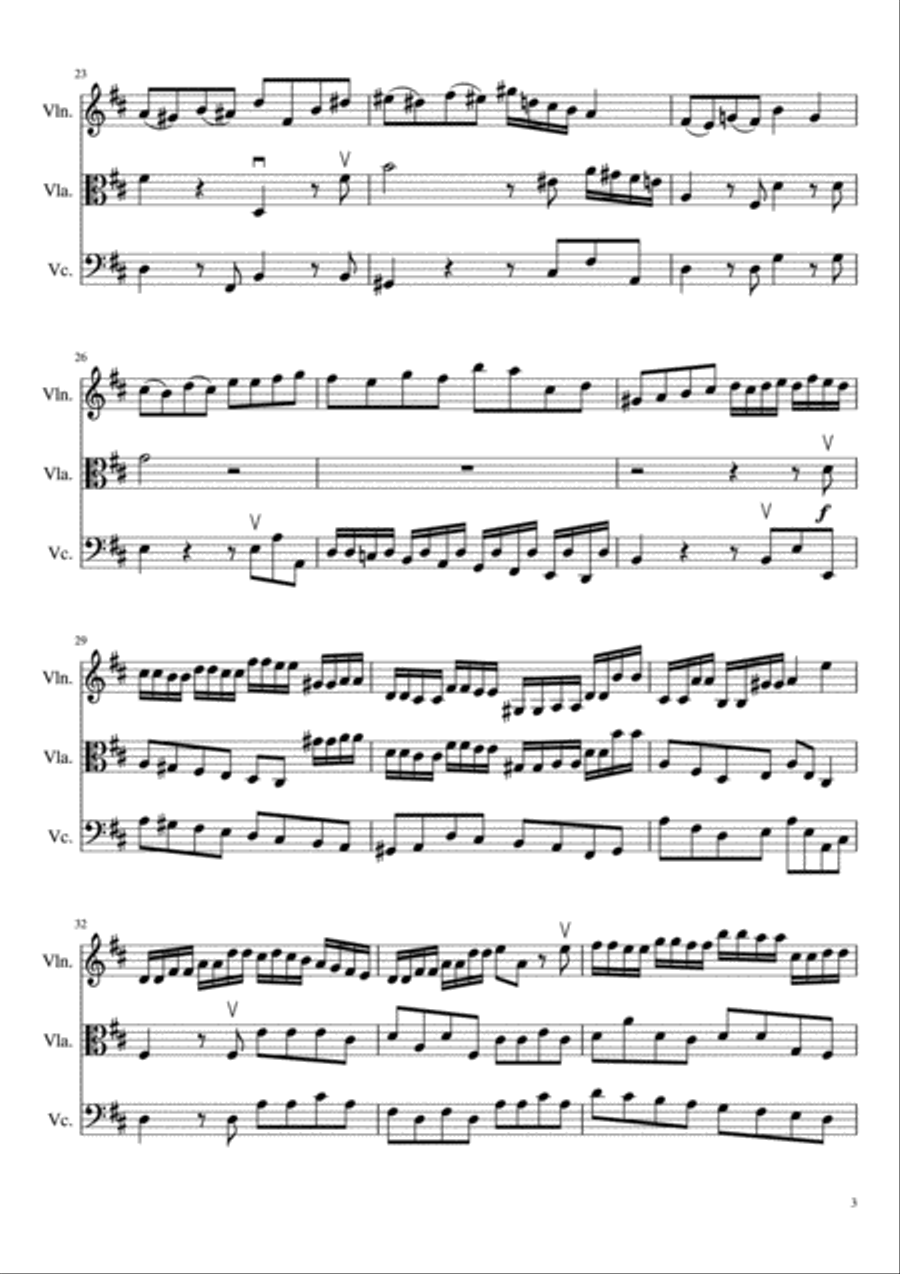 Brandenburg Concerto No. 5 String Trio scores gallery preview page 4