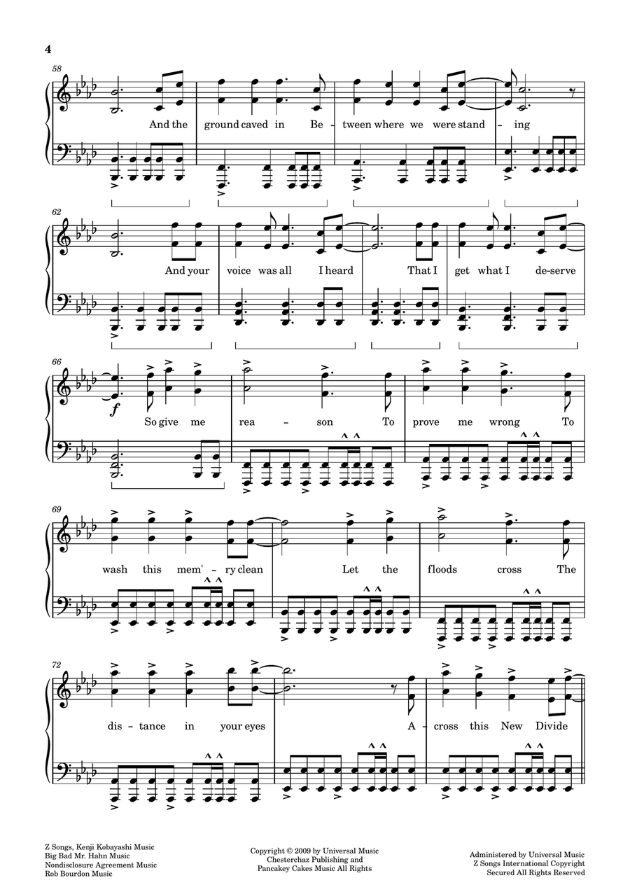 New Divide Piano Solo scores gallery preview page 4