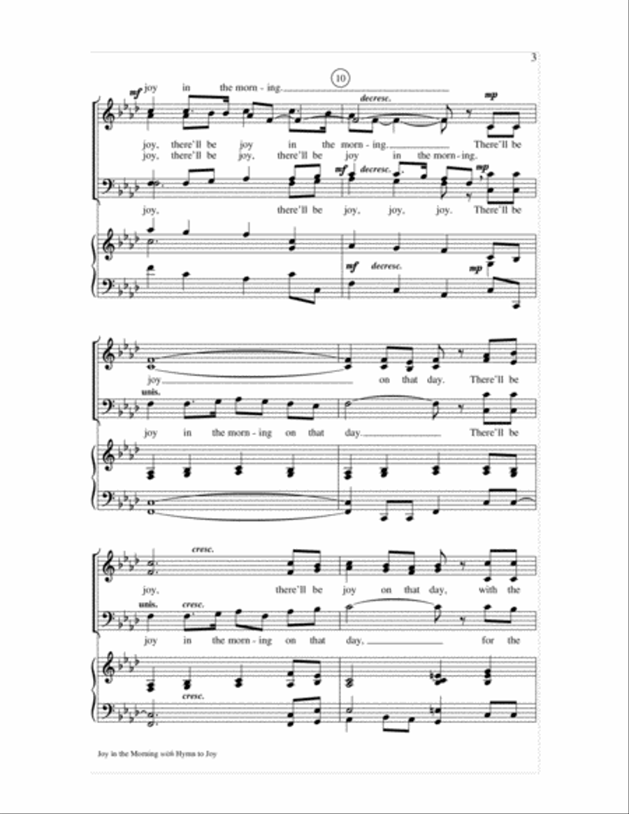 Joy in the Morning with Hymn to Joy 4-Part scores gallery preview page 3
