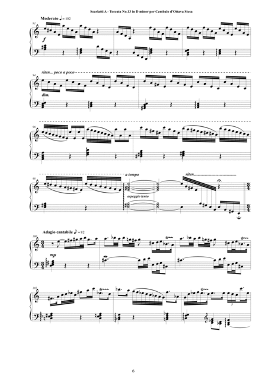 Scarlatti A - Toccata No.13 in D minor d-Ottava Stesa for Cembalo or Piano Harpsichord scores gallery preview page 6