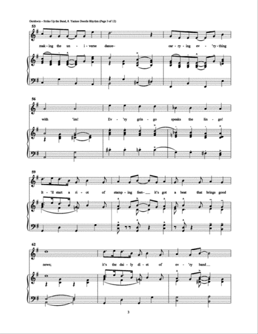 Yankee Doodle Rhythm Piano, Vocal, Guitar scores gallery preview page 3