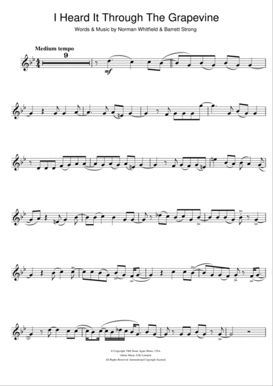 I Heard It Through The Grapevine Clarinet Solo scores gallery preview page 1
